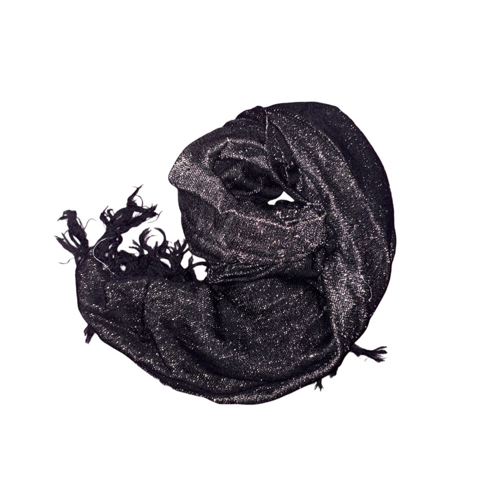 Arden B Black & Gold Fringe Wrap Scarf